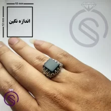 انگشتر نقره عقیق سیاه مردانه مدل خرداد