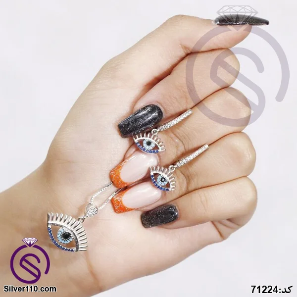 نیم ست نقره زنانه چشم و نظر مدل کد 71224