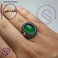 انگشتر نقره عقیق سبز مردانه مدل هاکان