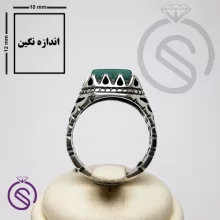 انگشتر نقره عقیق سبز مردانه مدل خرداد