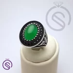 انگشتر نقره عقیق سبز مردانه مدل سروش