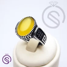 انگشتر نقره عقیق زرد شرف الشمس مردانه مدل رامتین کد 62427