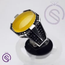انگشتر نقره عقیق زرد شرف الشمس مردانه مدل نشان کد 62146