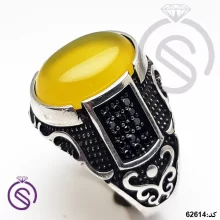 انگشتر نقره عقیق زرد شرف الشمس مردانه مدل شهیاد کد 62614