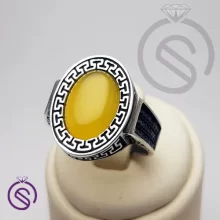 انگشتر نقره عقیق زرد شرف الشمس مردانه مدل شاهان کد 62515