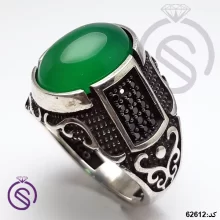 انگشتر نقره عقیق سبز مردانه مدل شهیاد کد 62612