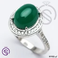 انگشتر نقره عقیق سبز زنانه مدل مهتا کد 61102