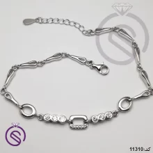 دستبند نقره زنانه مدل زنجیر بافت کد 11310