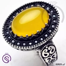 انگشتر نقره عقیق زرد شرف الشمس مردانه مدل تیام کد 62625